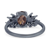 Art Deco Oval Natural Stone Floral Ring