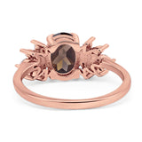Art Deco Oval Natural Stone Floral Ring