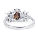 Art Deco Oval Natural Stone Floral Ring