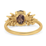 Art Deco Oval Natural Stone Floral Ring