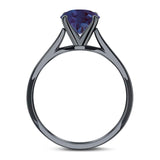  Round Natural Stone Solitaire Cathedral Ring