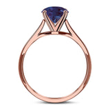  Round Natural Stone Solitaire Cathedral Ring