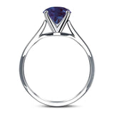  Round Natural Stone Solitaire Cathedral Ring