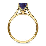  Round Natural Stone Solitaire Cathedral Ring