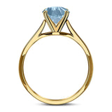  Round Natural Stone Solitaire Cathedral Ring