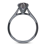  Round Natural Stone Solitaire Cathedral Ring