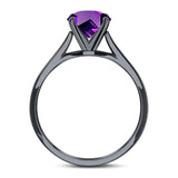  Round Natural Stone Solitaire Cathedral Ring
