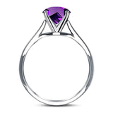  Round Natural Stone Solitaire Cathedral Ring