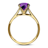  Round Natural Stone Solitaire Cathedral Ring