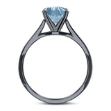  Round Natural Stone Solitaire Cathedral Ring