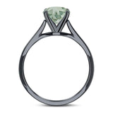 Round Natural Stone Solitaire Cathedral Ring