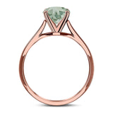  Round Natural Stone Solitaire Cathedral Ring