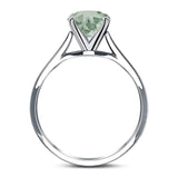  Round Natural Stone Solitaire Cathedral Ring