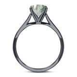  Round Natural Stone Solitaire Cathedral Ring