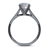  Round Natural Stone Solitaire Cathedral Ring
