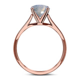  Round Natural Stone Solitaire Cathedral Ring