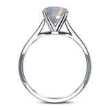 Round Natural Stone Solitaire Cathedral Ring