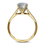  Round Natural Stone Solitaire Cathedral Ring