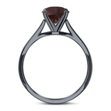  Round Natural Stone Solitaire Cathedral Ring