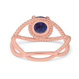 Minimalist Round Natural Stone Solitaire Ring