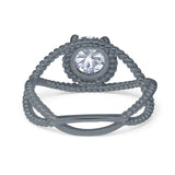 Minimalist Round Natural Stone Solitaire Ring