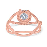 Minimalist Round Natural Stone Solitaire Ring