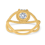 Minimalist Round Natural Stone Solitaire Ring