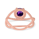 Minimalist Round Natural Stone Solitaire Ring