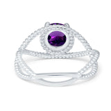 Minimalist Round Natural Stone Solitaire Ring