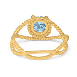 Minimalist Round Natural Stone Solitaire Ring