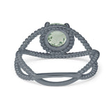 Minimalist Round Natural Stone Solitaire Ring