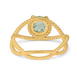 Minimalist Round Natural Stone Solitaire Ring