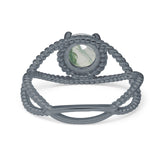 Minimalist Round Natural Stone Solitaire Ring