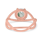 Minimalist Round Natural Stone Solitaire Ring