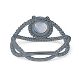 Minimalist Round Natural Stone Solitaire Ring