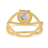 Minimalist Round Natural Stone Solitaire Ring