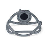 Minimalist Round Natural Stone Solitaire Ring