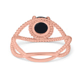 Minimalist Round Natural Stone Solitaire Ring