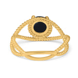 Minimalist Round Natural Stone Solitaire Ring