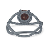 Minimalist Round Natural Stone Solitaire Ring