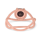 Minimalist Round Natural Stone Solitaire Ring