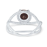 Minimalist Round Natural Stone Solitaire Ring