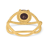 Minimalist Round Natural Stone Solitaire Ring