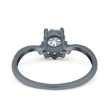 Art Deco Round Natural Stone Wedding Ring