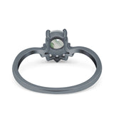 Art Deco Round Natural Stone Wedding Ring