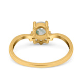 Art Deco Round Natural Stone Wedding Ring