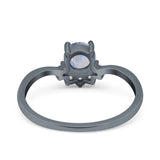 Art Deco Round Natural Stone Wedding Ring