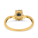 Art Deco Round Natural Stone Wedding Ring