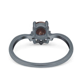 Art Deco Round Natural Stone Wedding Ring