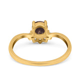 Art Deco Round Natural Stone Wedding Ring